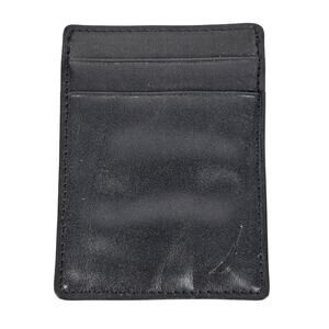 NAUTICA MEN'S BLACK LEATHER WALLET – 4 CARD HOLDER WITH MONEY CLIP & POCKET